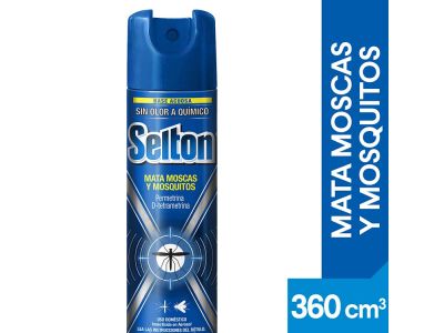 INSECTICIDA SELTON MOSCAS Y MOSQUITOS AZUL 360 CC