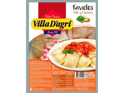 RAVIOLES VILLA D'AGRI POLLO Y ESPINACA 500 GR