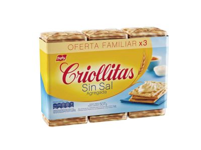 GALLETITAS CRIOLLITAS SIN SAL 507 GR