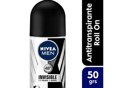 ANTITRANSPIRANTE MASCULINO NIVEA ROLL ON INVISIBLE BLACK Y WHITE 50 ML