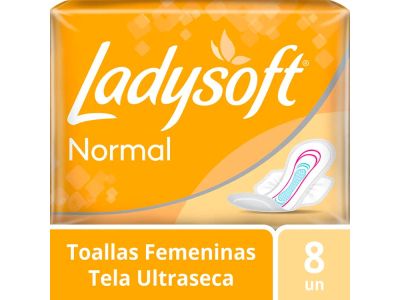 TOALLITAS FEMENINAS LADYSOFT NORMAL TELA SUAVE 8 UN