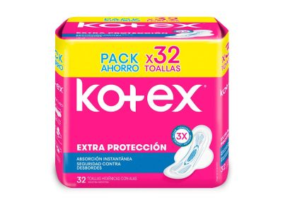 TOALLITAS FEMENINAS KOTEX NORMALES CON ALAS 32 UN