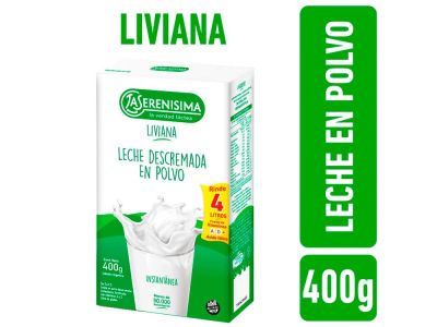 LECHE EN POLVO LA SERENISIMA DESCREMADA FORTIFICADA 400 GR