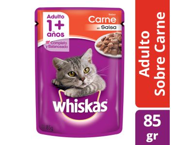 ALIMENTO PARA GATOS WHISKAS POUCH CARNE 85 GR