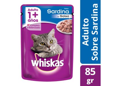 ALIMENTO PARA GATOS WHISKAS POUCH SARDINA 85 GR