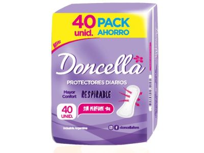 PROTECTORES FEMENINOS DONCELLA ANATOMICA SIN DESODORANTE 40 UN