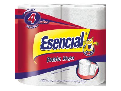 PAPEL HIGIENICO ESENCIAL DOBLE HOJA CLASICA 4X20 MT