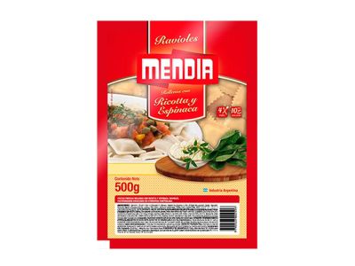 RAVIOLES MENDIA RICOTTA ESPINACA 500 gr