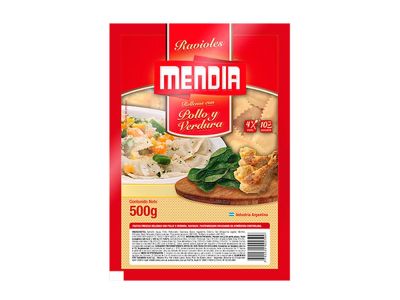 RAVIOLES MENDIA POLLO ESPINACA 500 gr