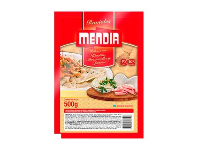 RAVIOLES MENDIA JAMON MUZZARELLA 500 gr