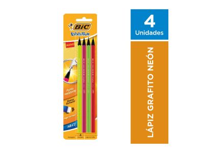 LAPIZ BIC EVOLUTION HB NEON 4 un