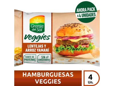 HAMBURGUESA GRANJA DEL SOL LENTEJAS Y ARROZ 4U 420 gr