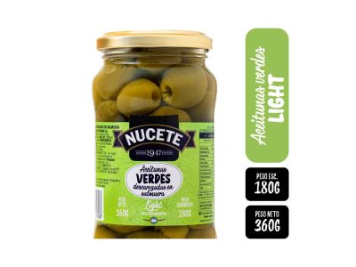 ACEITUNAS NUCETE VERDE DESCAROZADAS LIGHT 180 GR